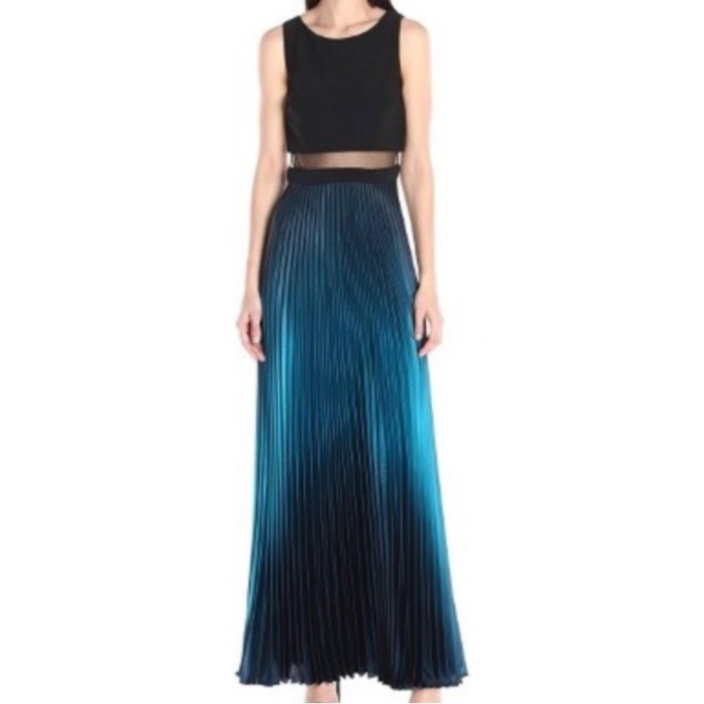 Betsy & Adam Size 10 - Black/Blue Ombré/Mesh Pleated Gown